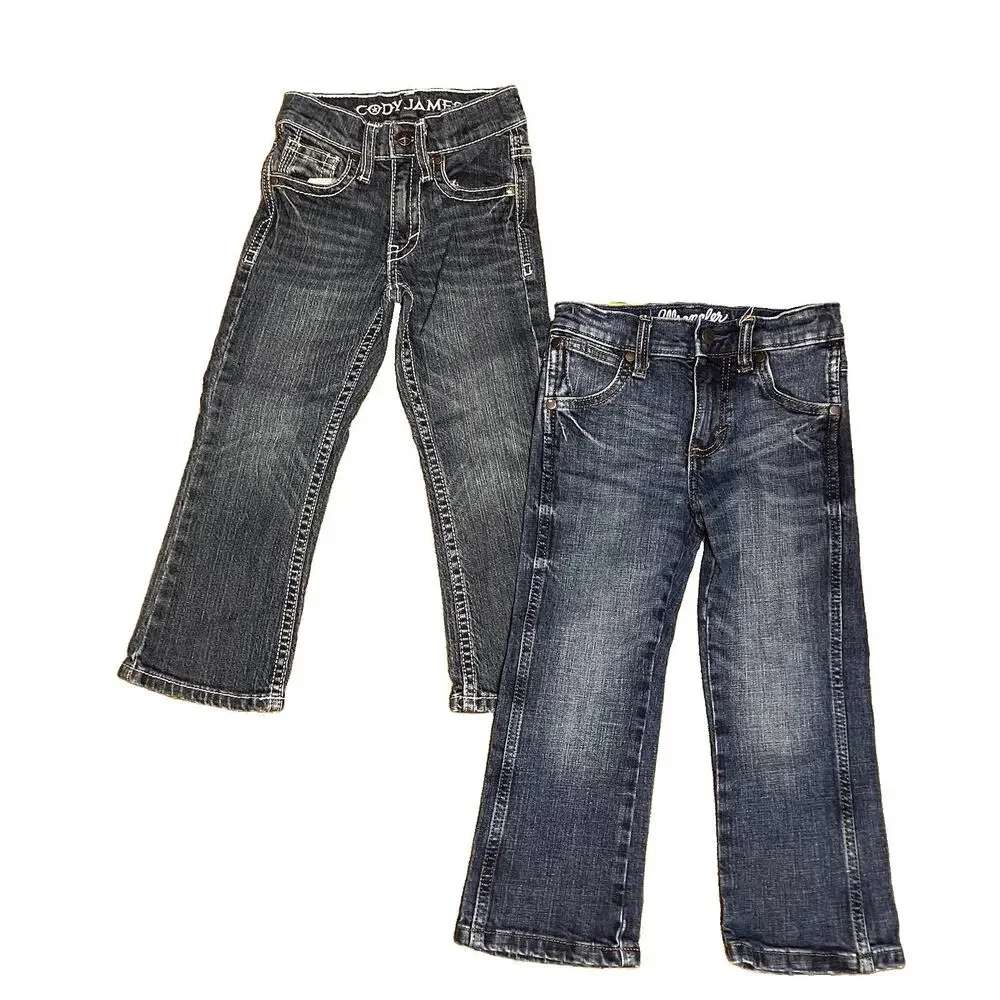 Cody James & Wrangler Toddler 4T Blue Jeans Denim Cotton Stretch Adjust Waist